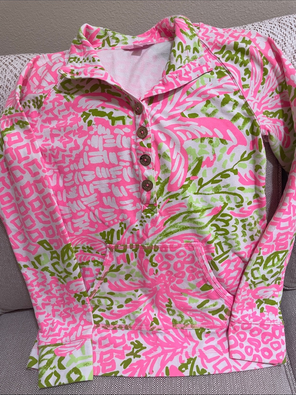 Lilly Pulitzer Pink & Lime Tropical Print Top